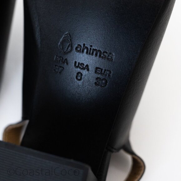 Iolanda by Ahimsa Vegan Women's 8 Open-toe Block Heel Black Sandal Minimalist - Picture 9 of 10